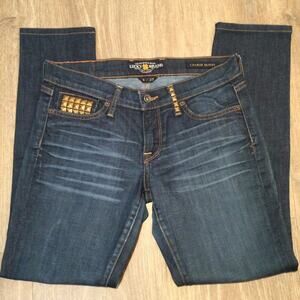 Lucky Brand Studded Charlie Skinny blue jeans 27/4 hemmed